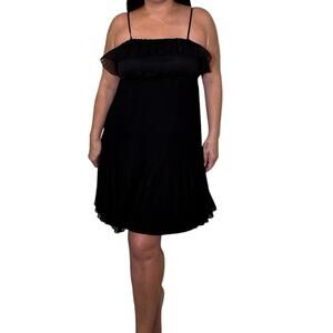 Romeo & Juliet Couture Black Ruffle Slip Dress Size M Made in USA Lined